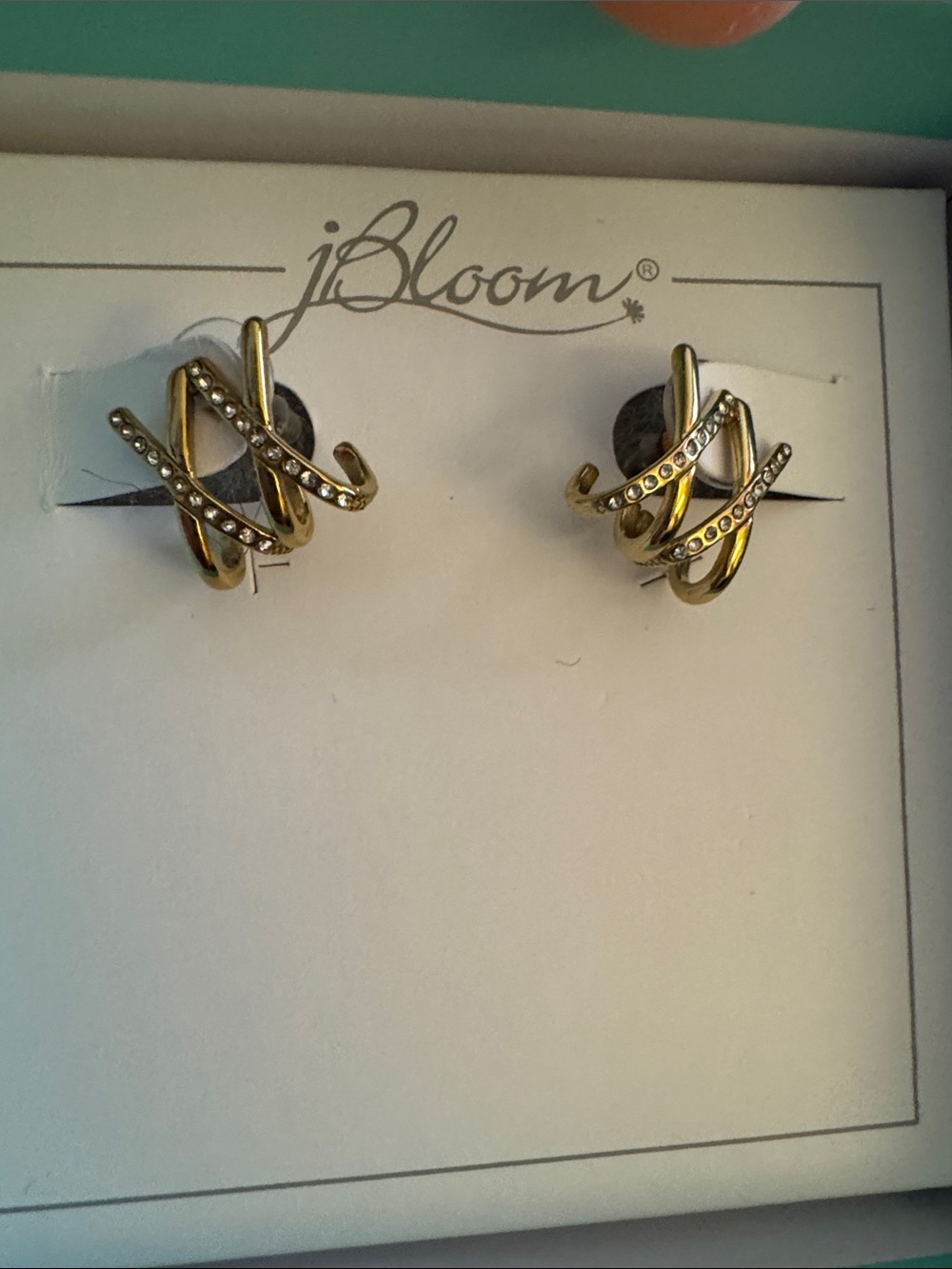 bloom Gold Stainless Crisscross Crystal Stud Earrings Women’s Fashion Jewelry